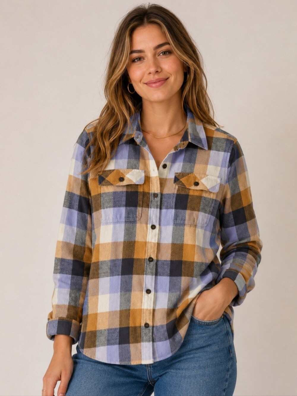 Patagonia Fjord Organic Cotton Women's Flanel Shirt Dried Mango Size XS